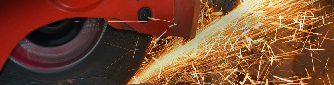 sparks from circular saw cutting metal
