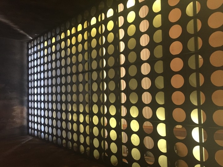 large metal thing with many colors